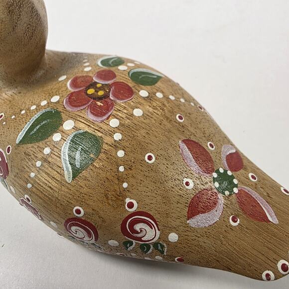 Vintage Wooden Painted Duck Folk Art Country Kitchen flower Design cottagecore - Picture 7 of 15